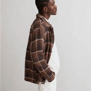 Madewell Twill Brown and Cream Boxy Fit Long Sleeve Shirt Jacket Mens XL
